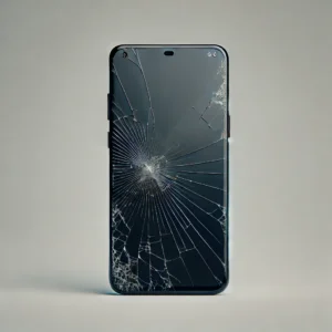 DALL·E 2024-08-05 11.14.39 - A high-quality image of a Samsung smartphone with a broken screen. The phone is displayed prominently with noticeable cracks on the screen. The backgr