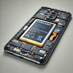 DALL·E 2024-08-05 11.17.17 - A realistic, high-quality image of a Samsung smartphone with the screen removed, clearly revealing the battery and internal components, similar to a r