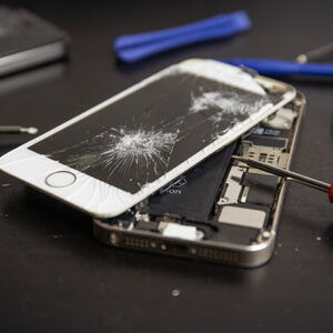 Broken Iphone. Screen cracked mobilephone. Repairing  Iphone sma
